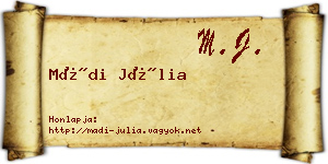Mádi Júlia névjegykártya