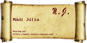 Mádi Júlia névjegykártya